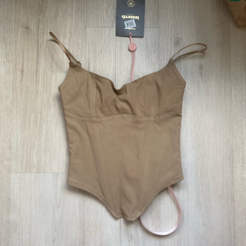 Lovers + Friends Tan Scoop Neck Bodysuit